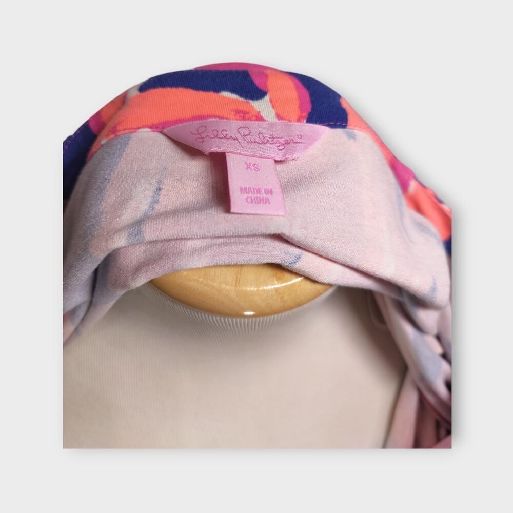 Womens Lilly Pulitzer Blue/Orange/Pink Short Sleeve Wrap Dress Size XS - Picture 7 of 7